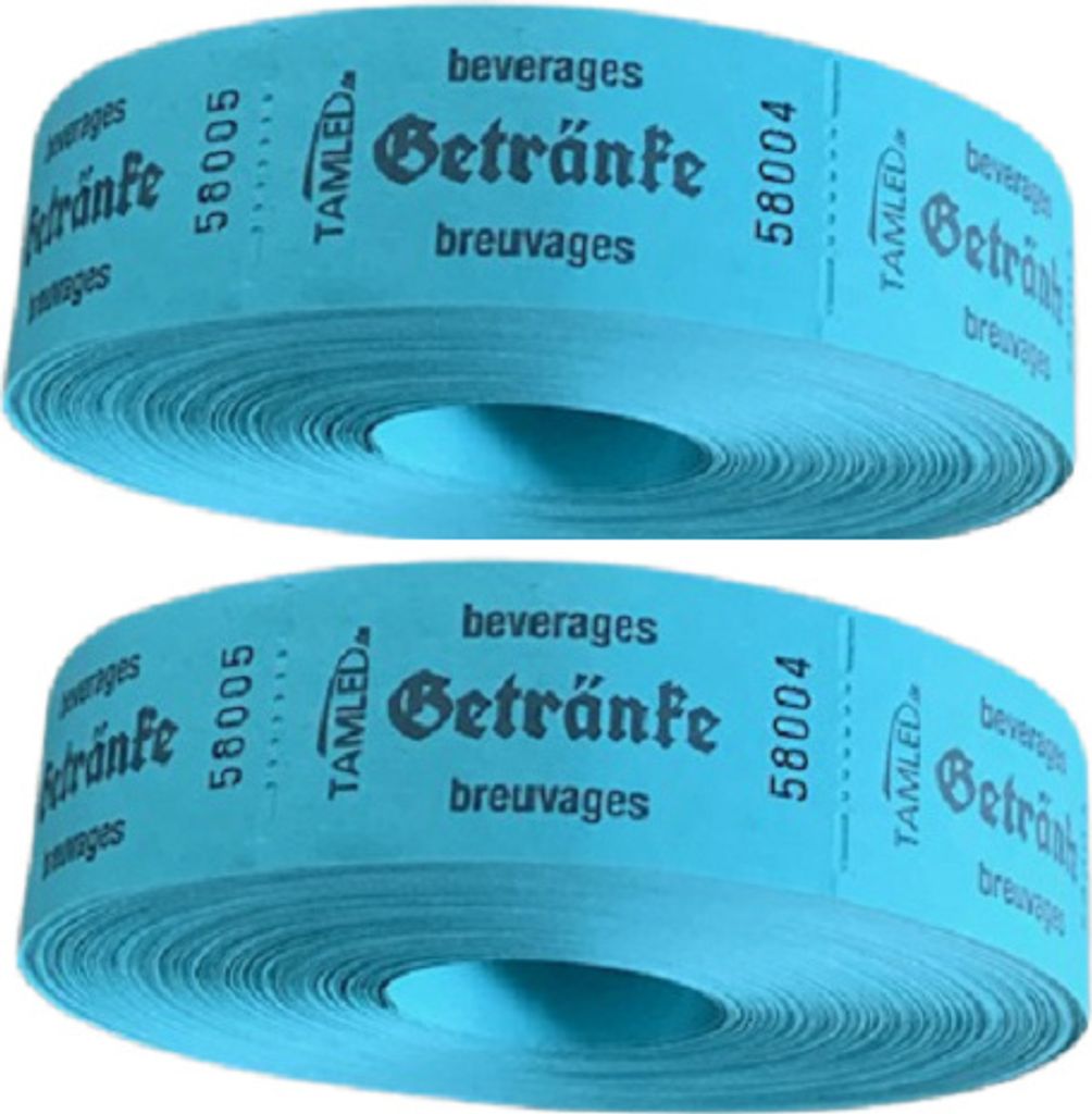 Bonrollen GETRÄNKE blau dreisprachig 2 Rollen je 1000 Produktbild 