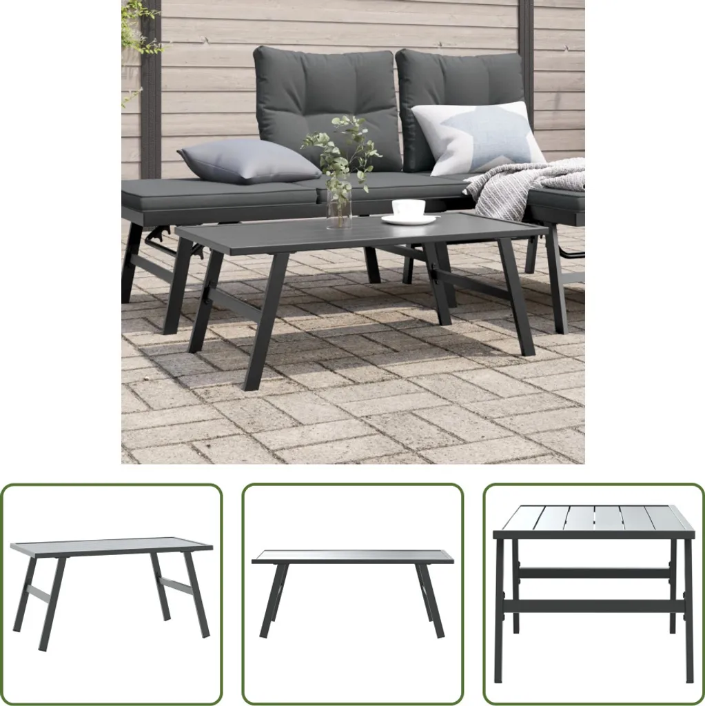 Tavolino Basso Esterno Acciaio Nero 90x45x35 cm The Living Store