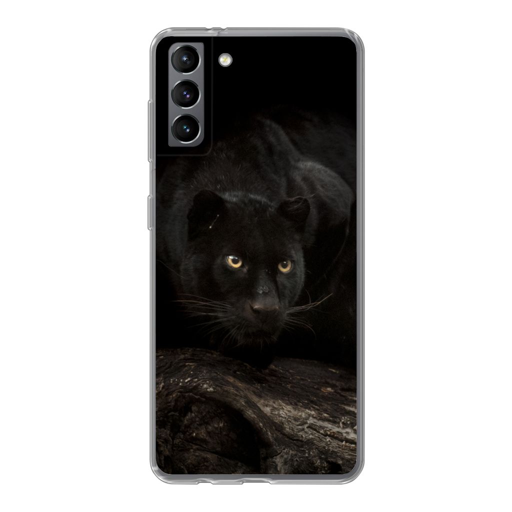 MuchoWow Handyhülle Schutzhülle Hülle für Samsung Galaxy S21 Plus Panther - Wald - Augen Silikon Softcase Handy Hülle - Handy-Tasche