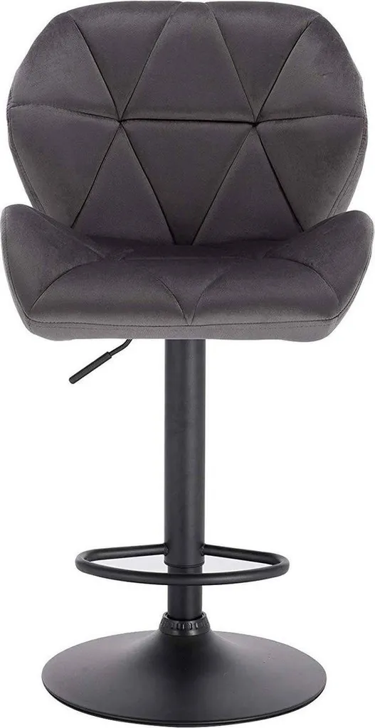 Tabouret de bar gris en velours ergonomique et réglable - Hauteur 60-82cm