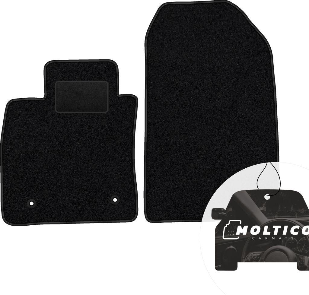 moto-MOLTICO Vorne Fußmatten Auto Velours Autoteppiche Schwarz Automatten Set 2-teilig passend für Renault Clio IV 2012-2020