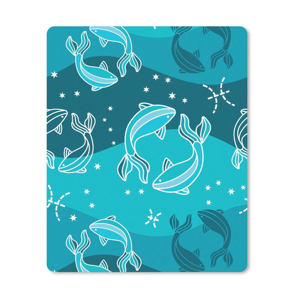 MuchoWow Mauspad Mousepad Fische - Tierkreiszeichen - Design 30x40 cm - Mousepads - Maus Mat - Pad - Mausunterlage - Mausmatten