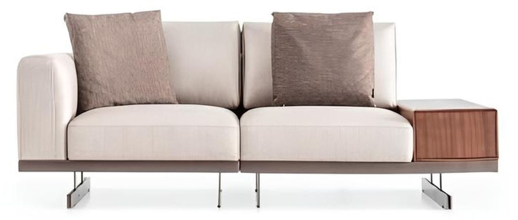 Beige Moderner Zweisitzer Luxus Couch Sofa Wohnzimmermöbel Couchen Stoff