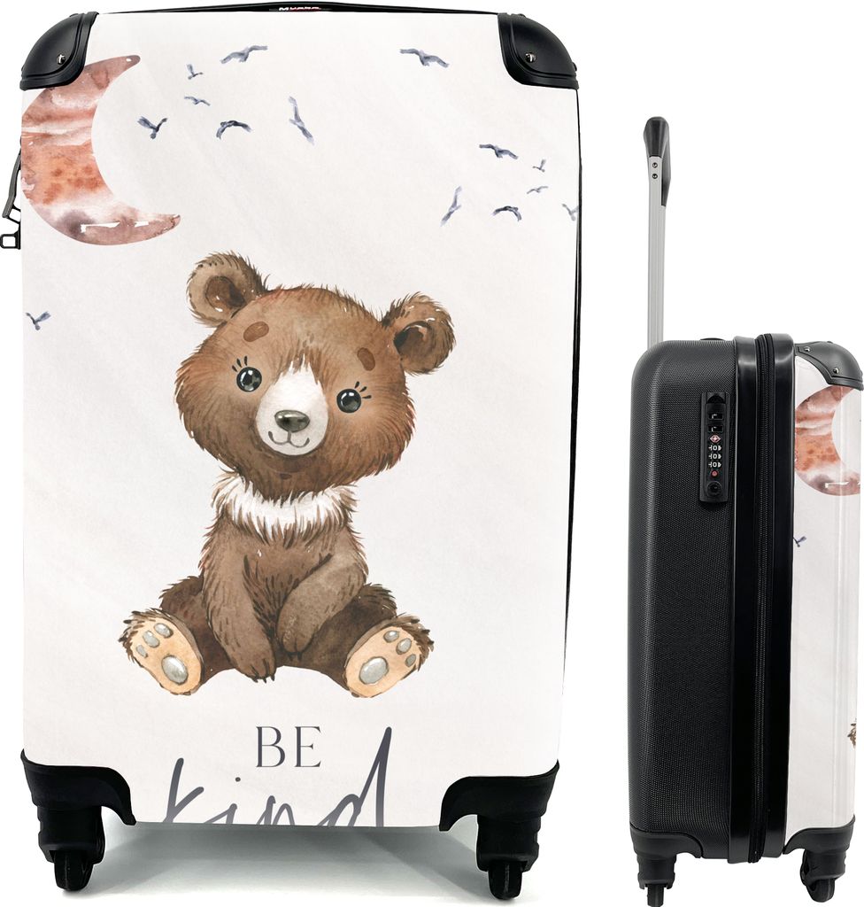 MuchoWow MuchoWow Koffer Handgepäck Trolley Rollkoffer Kleine Reisekoffer mit 4 Rollen - Sprichwörter - Kind sein - Kinder - Teddybär - Aqua...