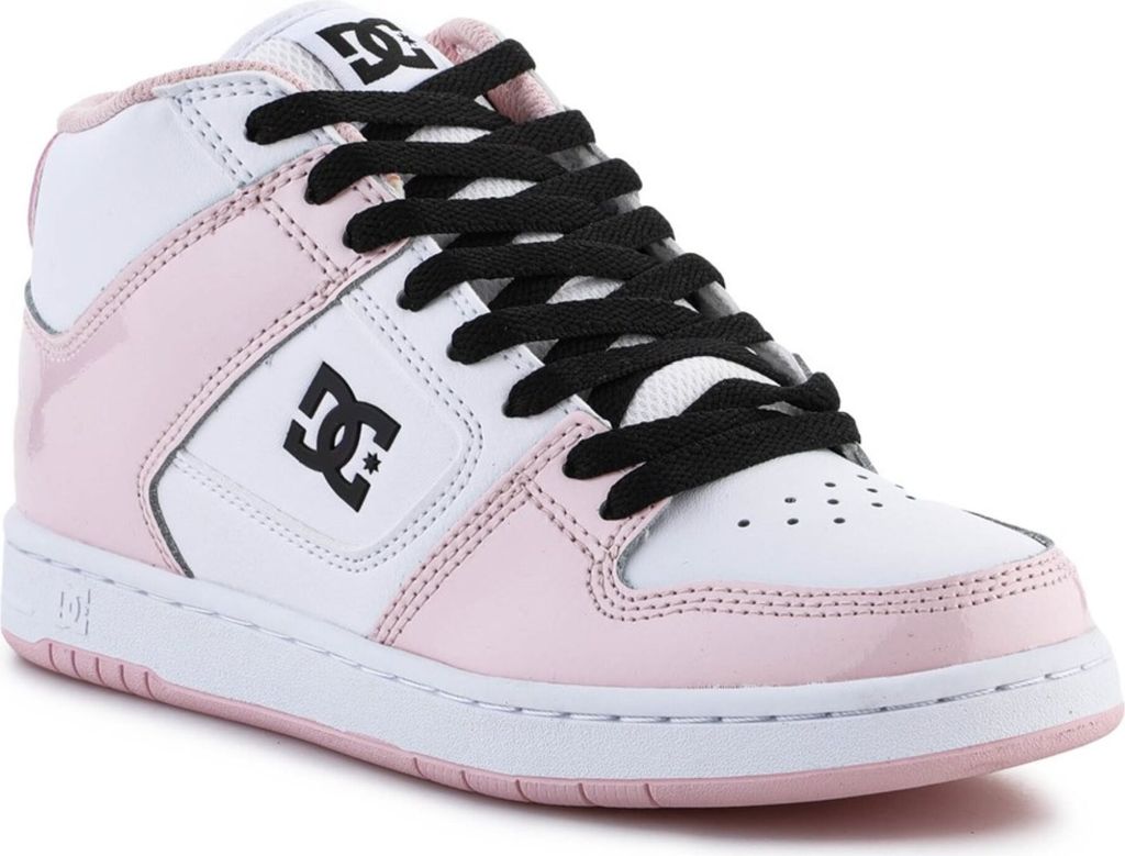 DC Shoes Manteca 4 Mid Frauen Schnürung Leder Synthetik Turnschuhe Weiß Rosa – undefined / Weiß Rosa