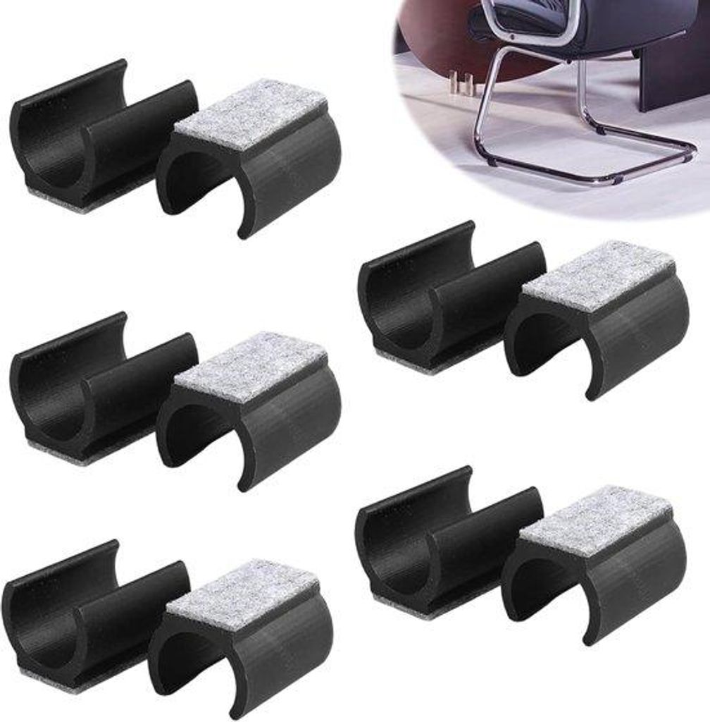 10 Stück Cantilever-Schallschutz-Fußschutz für Möbelrohr, U-förmig, mit Gummi-Ösen, Durchmesser 24-25 mm, Bodenschutz, Klemmverschluss