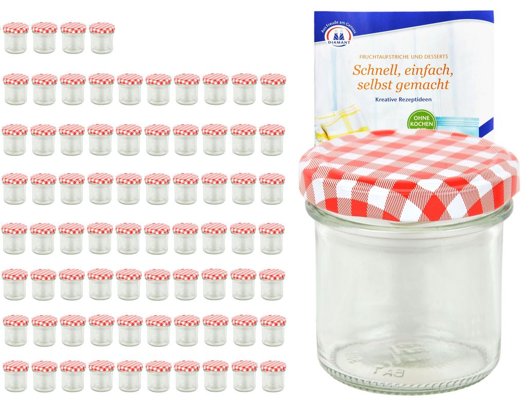 75er Set Sturzglas 167 ml To 66 rot karierter Deckel Produktbild 