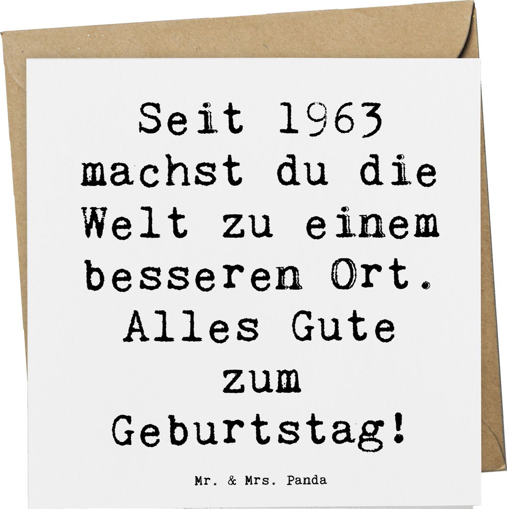 Mr. & Mrs. Panda Klappkarte Spruch 1963 Geburtstag - Weiß - Geschenk, anlasskarte, faltkarte, Glückwunsch, doppelkarte, Glückwunschkarte, Geburt...