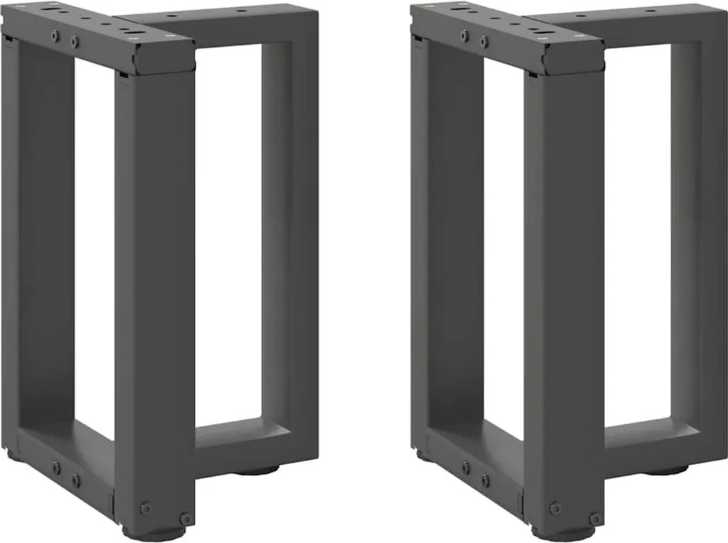 Set 2 Gambe Design a T per Tavolino Antracite Acciaio 38x25x42 cm
