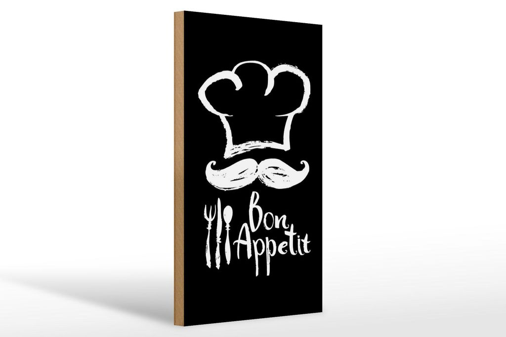 Holzschild Essen 20x30cm Bon Appetit Restaurant s/w