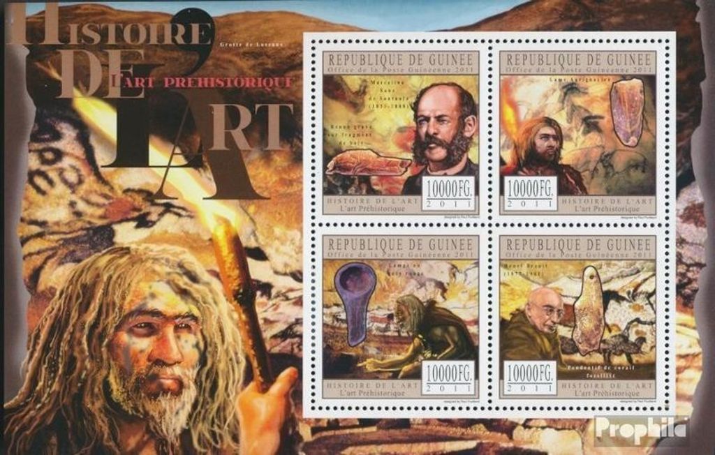 Briefmarken Guinea 2011 Mi 8758-8761 Kleinbogen (kompl. Ausgabe) postfrisch Prähistorische Kunst