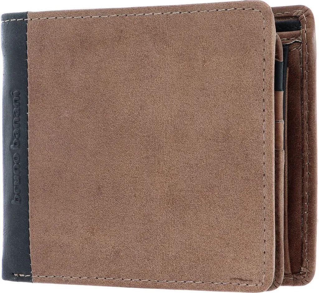 Portefeuille cuir bicolore Oslo bruno banani avec grand porte-monnaie