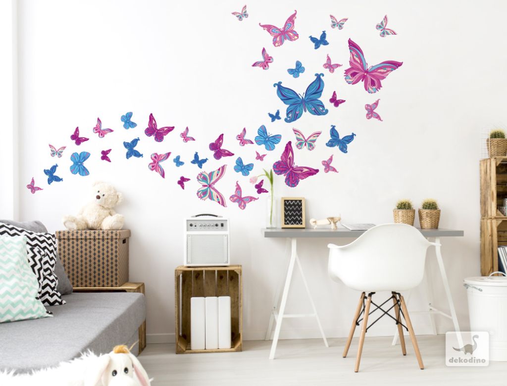 Wandtattoo Schmetterlinge Violett Kinderzimmer Deko Set 