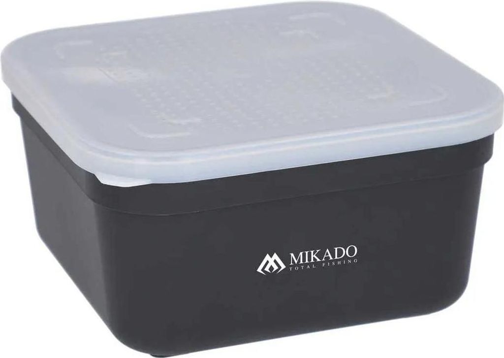 MIKADO Madendose mit gelochtem Deckel Madenbox Bait Box Köderdose 1,8l 16x16x8cm