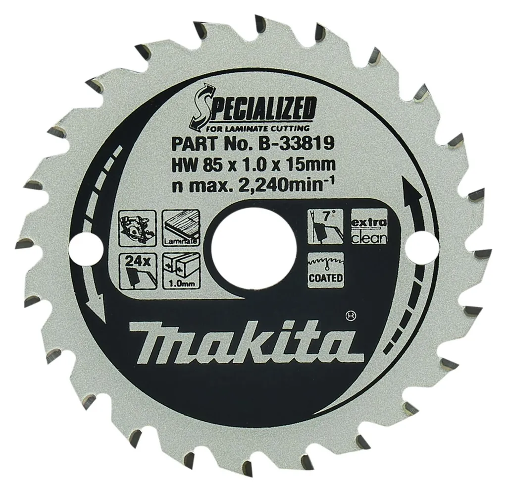 Disque de Coupe Bois Makita B-33819 Haute Précision 85x15mm 24 Dents