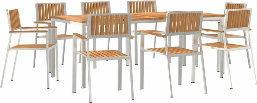 vidaXL Outdoortisch-Set 9 pcs Braun Massivholz Teak