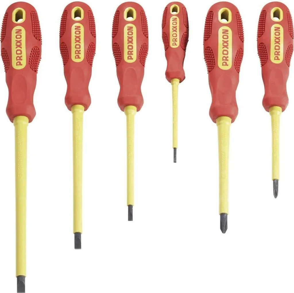 Proxxon 22630 VDE Jeu de 6 tournevis isolés fente et PZ pour électriciens