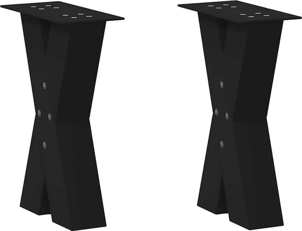 Couchtischbeine X-Form 2 Stk. Schwarz 38x(42-43) cm Stahl
