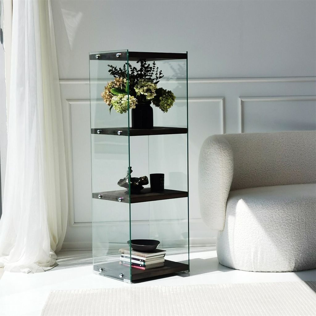 Skye Decor, Aqua 3 - Anthracite, Bücherregal, 100 % gehärtetes Glas, Anthrazit, 40 x 35 x 120 cm