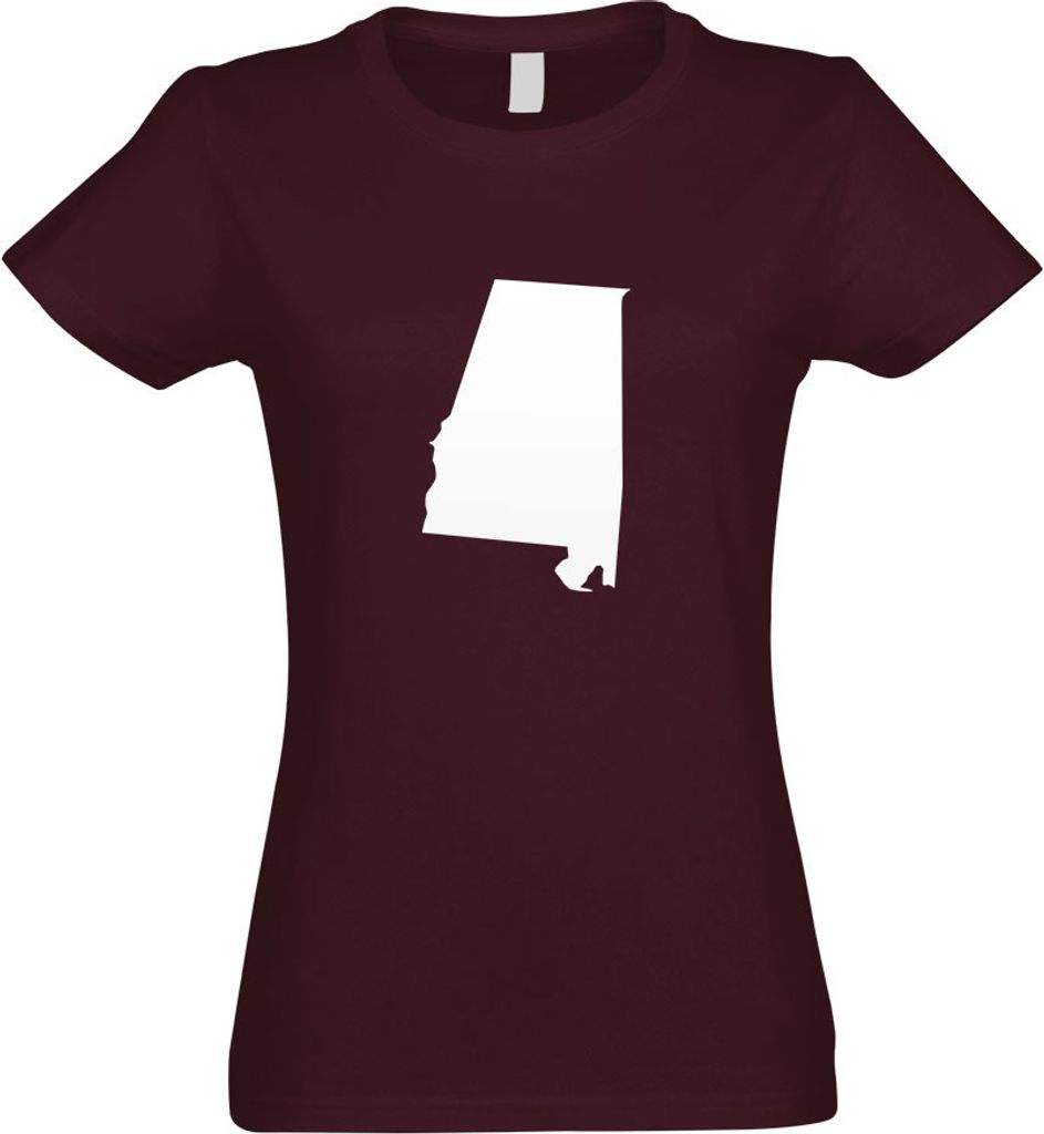 Kiwistar - T-Shirt tailliert - Damen - Burgund - USA - Alabama Montgomery - mit Motiv Bedruckt - Funshirt Design - Sport - Freizeit - Damen - M