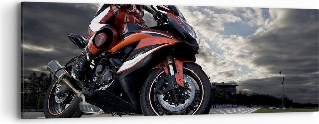 Bild auf Leinwand - Leinwandbild - Sport Rennen Motorrad Reise - 90x30cm - Wand Bild - Wanddeko - Leinwanddruck - Bilder - Kunstdruck - Wanddekorat...
