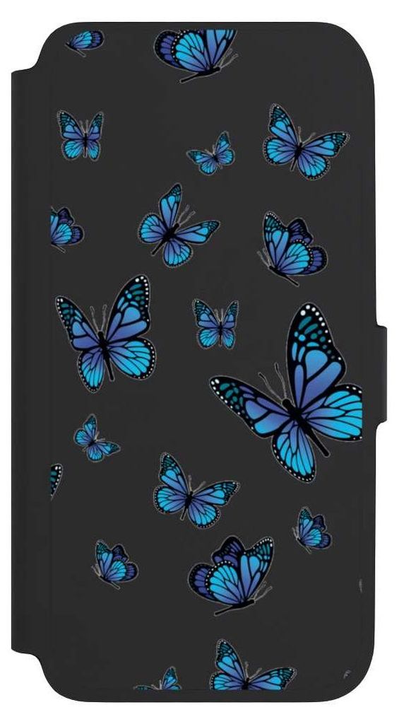 NIVOCASE Klapphülle für Samsung Galaxy A17 5G Handyhülle aus Kunst Leder NIVOflip schwarz Muster Schmetterling transparent