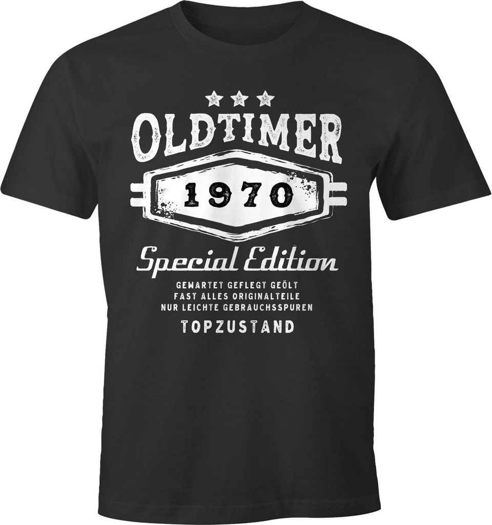 Herren T-Shirt Geburtstag Oldtimer Jahrgang individuell anpassbar Geschenk für Männer MoonWorks anthrazit 4XL