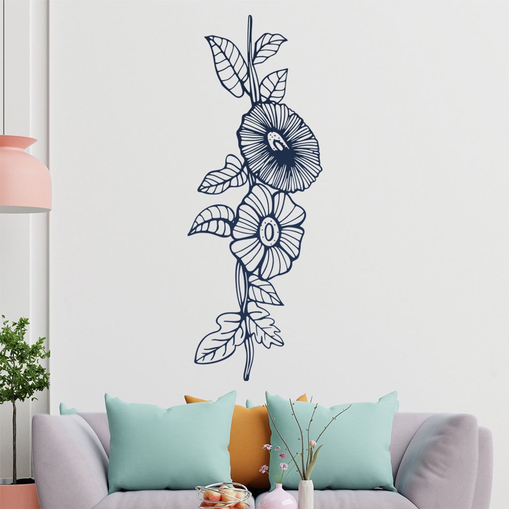 Blumen - Pflanze Wandtattoo in 6 Größen - Wandaufkleber Wall Sticker - Dekoration, Küche, Wohnzimmer, Schlafzimmer, Badezimmer