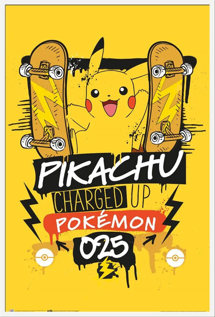 Poster Pokémon Pikachu Encadré Shinsuke Blanc - Décoration Murale Maxi