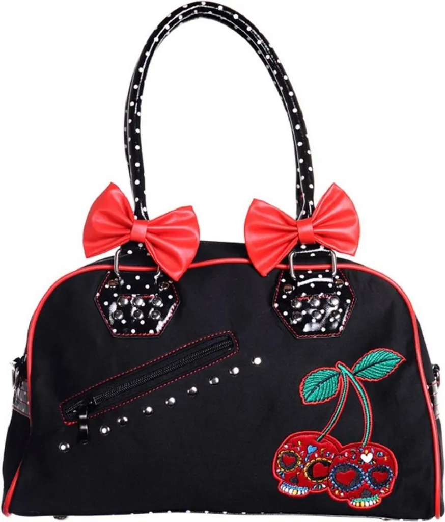 Sac à main pour look Rockabilly - Modèle Cherry Skulls Idéal Soirées