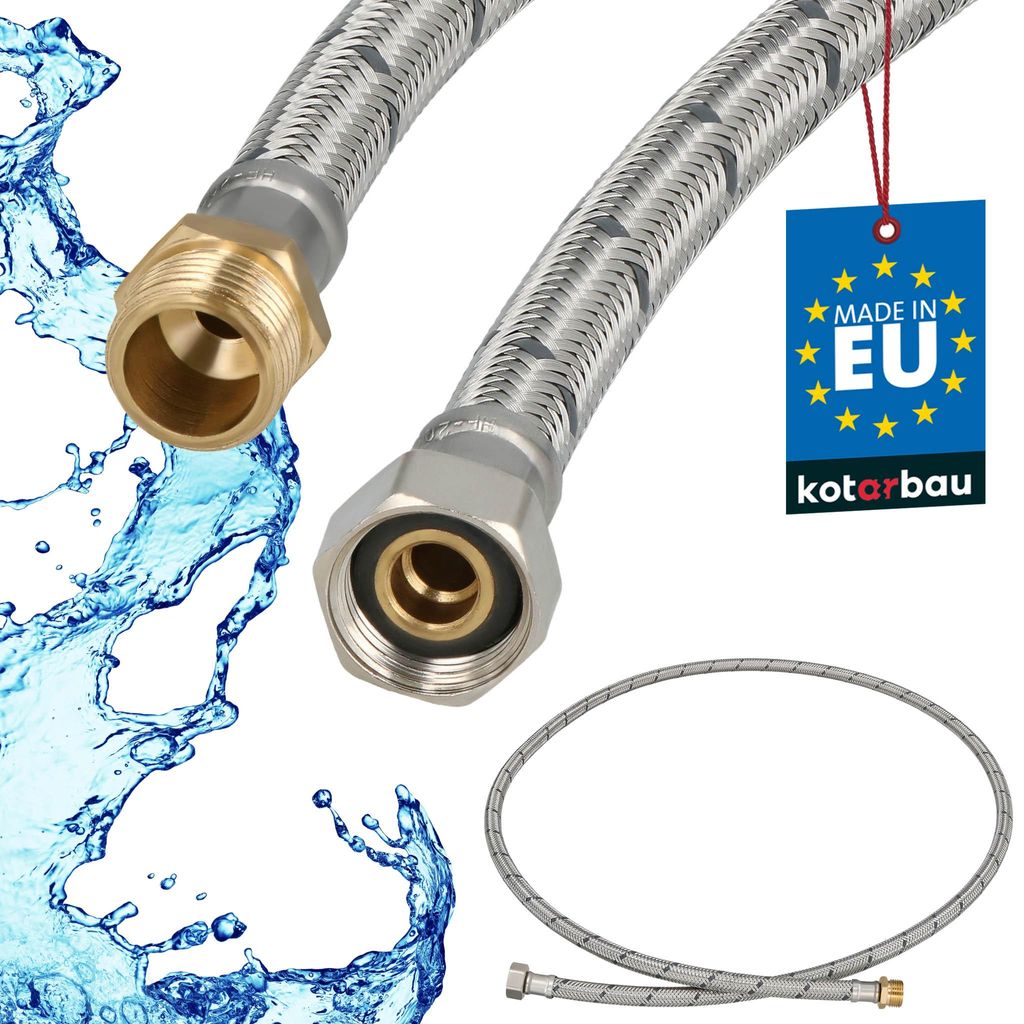 Edelstahlummantelt KOTARBAU Flexschlauch 3/8Zoll Wasserschlauch 150cm Panzerschlauch Außengewinde x Innengewinde Anschlussschlauch für Armatur ...