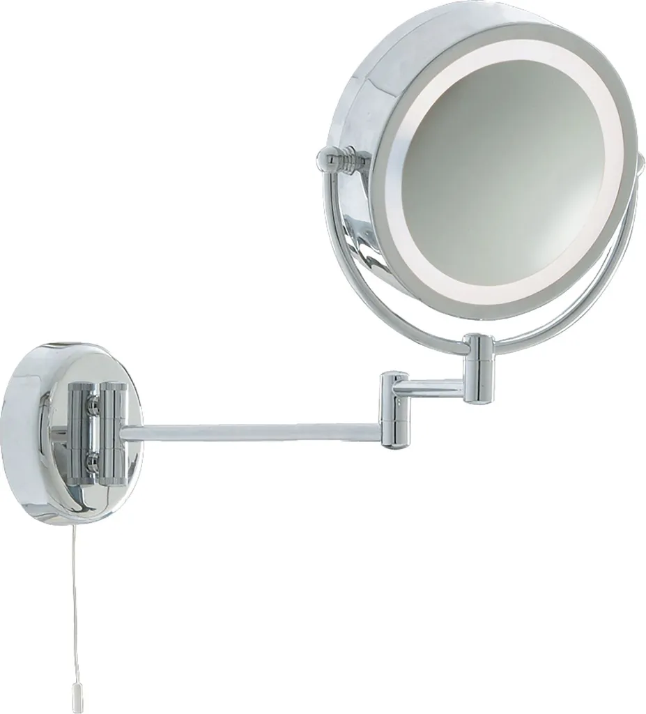Miroir éclairé de salle de bain avec bras télescopique chrome brillant