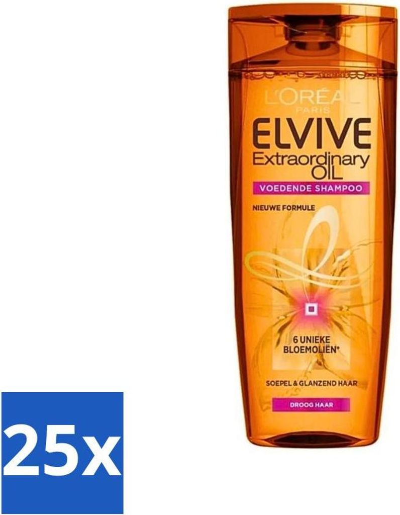 L'Oréal Paris Elvive Shampoo Außergewöhnliches Öl für trockenes Haar mit Marula- und Kamelienöl 250 ml - Vorteilspack - 25 Stücke
