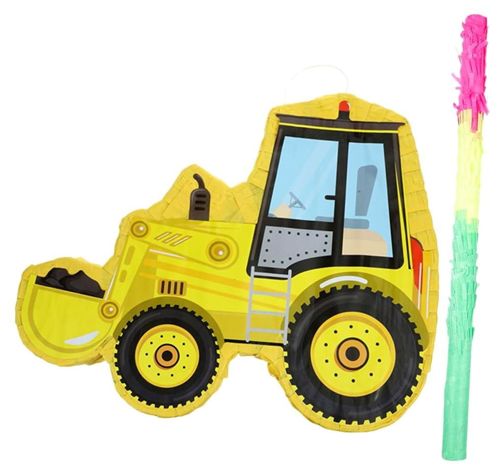Piñata in Form eines Baggers für Partydekoration mit Süßigkeiten gefüllt, Geburtstagsparty-Requisite, Spielzeug für Kinderfeiern