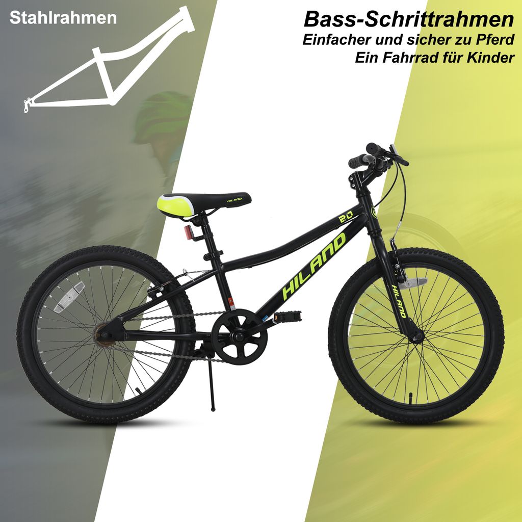 Kinderfahrrad 20/24 Zoll Von Hiland | Mit 6-Gang Schaltung Für Jungen & Mädchen Ab 6-12 Jahren – Inkl. Ständer & Schutzbleche