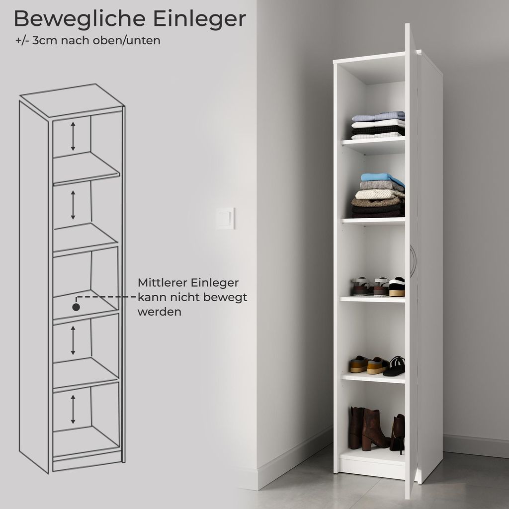 Bücherregal Kleiderschrank Regal 50 cm breit Schrank
