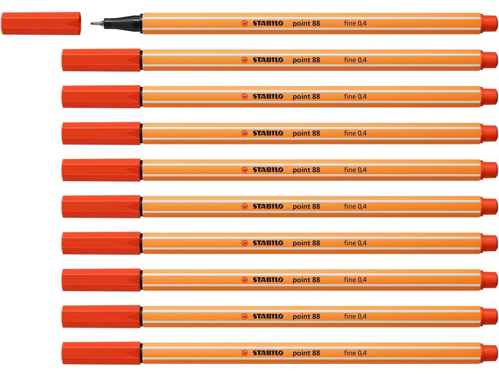 STABILO 88/40 10x point Fineliner rot 0,4 mm Productafbeelding 