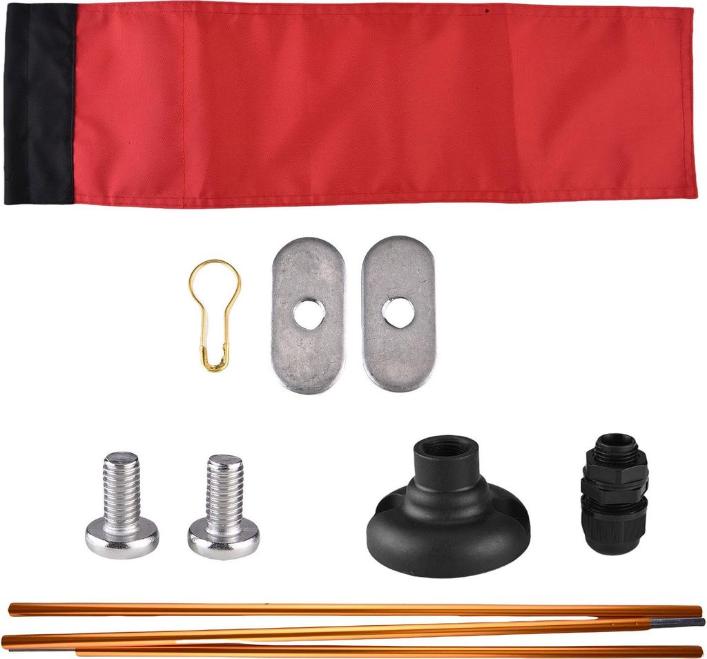 Große Kajak-Sicherheitsflagge mit Mast, Aufbewahrungstasche, Schrauben und Track Mount Base hohe Sichtbarkeit 20x5,6 Zoll rot