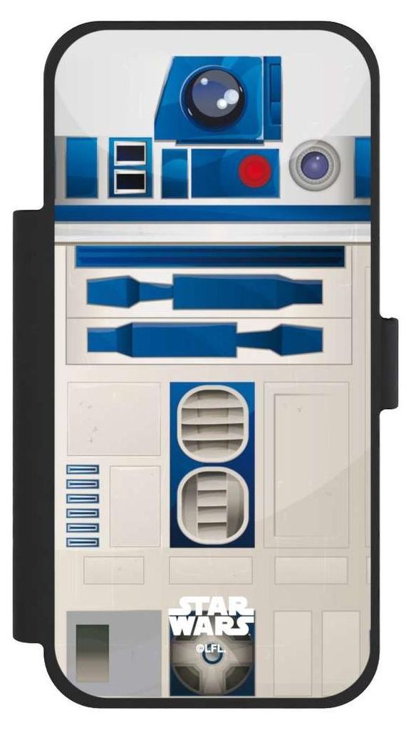 NIVOCASE Klapphülle für Apple iPhone 17 Pro Max Handyhülle aus Kunst Leder NIVOflip schwarz Fanartikel Star Wars R2D2
