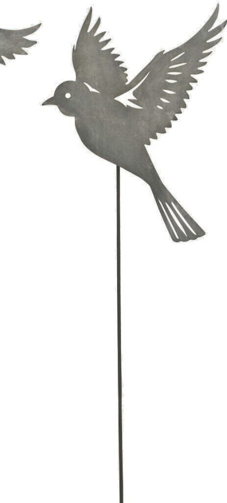 Stecker Vogel am Stab fliegend Metall 28xH109cm grau Garten Deko Gartenstecker B