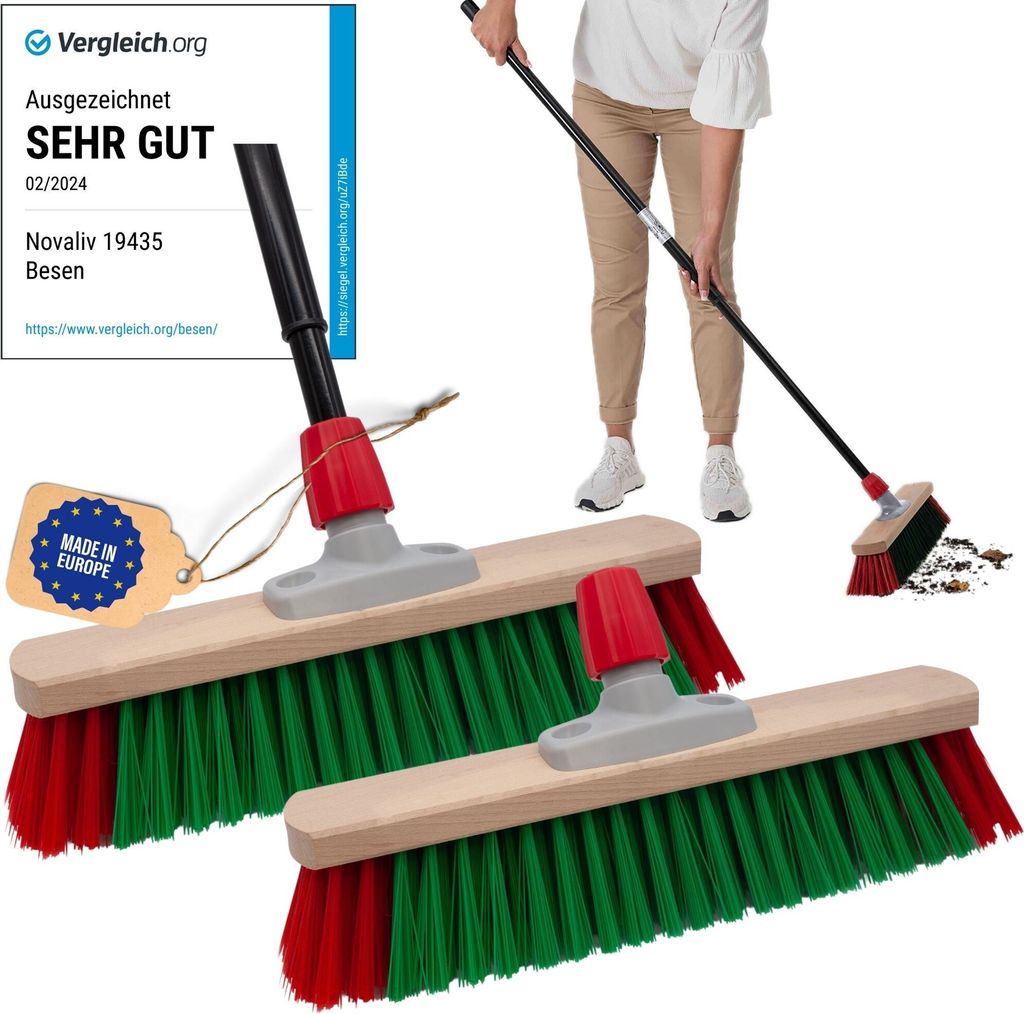 Novaliv - Scopa In Plastica Con Manico Telescopico, 30 Cm