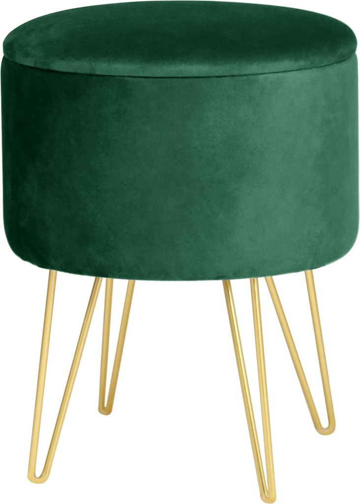 Pouf AKORD LILI aus Samtstoff mit Stauraum in Flaschengrün Höhe 45 cm