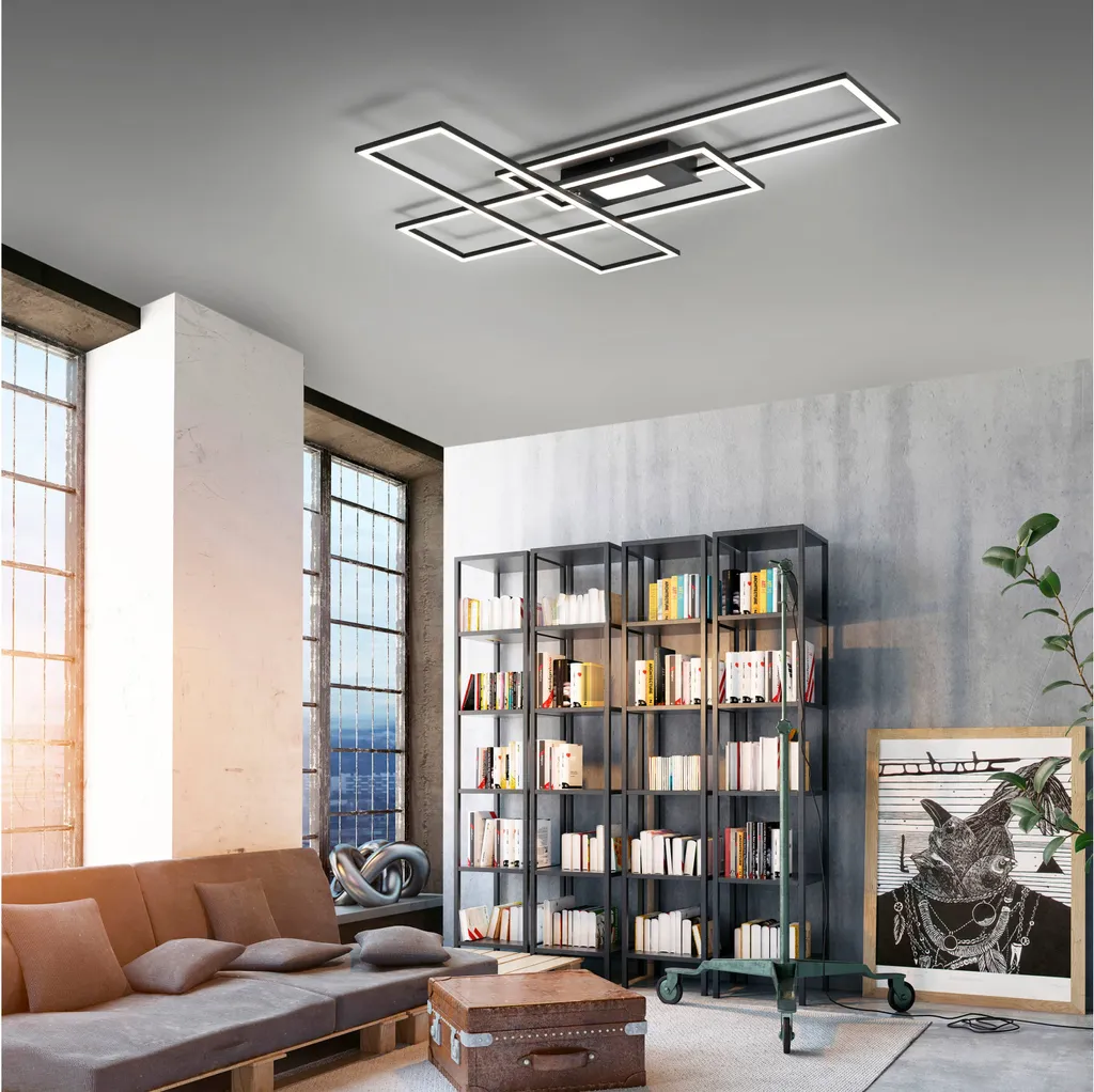 Lampada Soffitto LED 99cm Nera Dimmerabile Telecomando 230V - 4