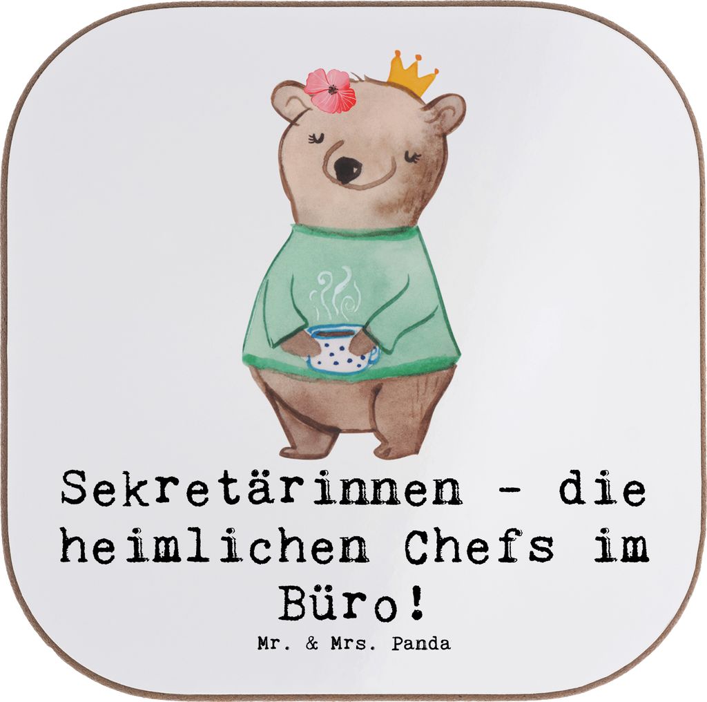 Mr. & Mrs. Panda unterleger Sekretärin Chefin - Weiß - Geschenk, Tassen Untersetzer, Coaster, Sekretärinnen feiern, Beruf, Glas, Büromanagement...