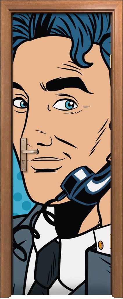 Türposter 70x200 cm Türaufkleber Türtapete Türfolie Klebefolie Geschäftsmann Pop Art Cartoon