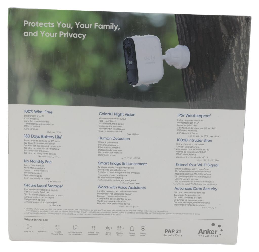 eufy security eufyCam 2C, überwachungskamera aussen, 180 Tage Akku, HD 1080p, IP67 wetterfest, Nachtsicht, Kompatibel mit HomeKit, ohne monatliche Gebühren, Lokale Speicherung, Erfordert HomeBase