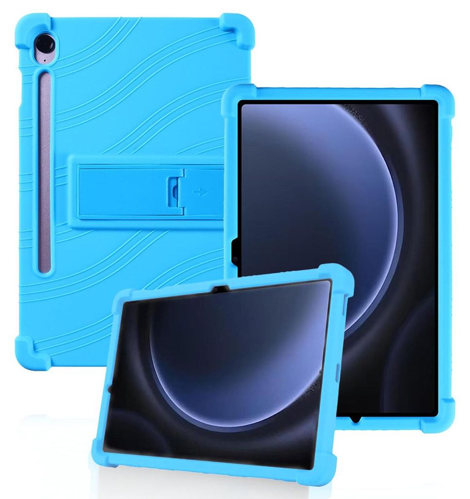 Tablet Hülle für Samsung Galaxy Tab S10 FE+ 13,1" 2025, Stoßfeste Weiches Silikon Schutzhülle mit Standfunktion Hellblau