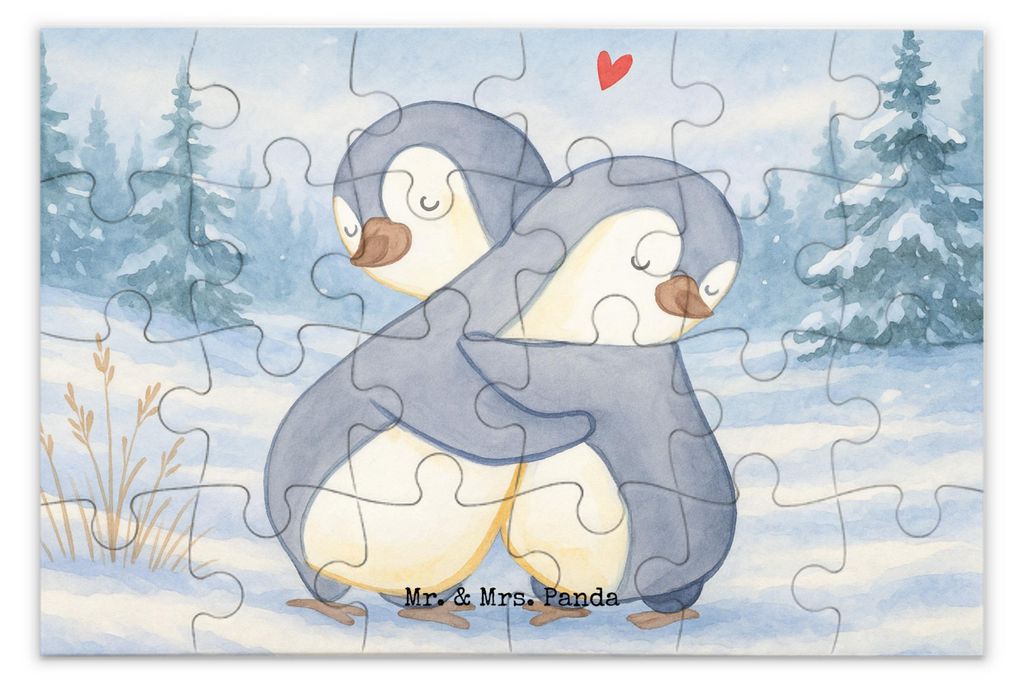 Mr. & Mrs. Panda Puzzle Pinguine Kuscheln Design 24 Teile - Weiß - Geschenk, Freund, für Frauen, Freundin, Valentinstag, Partner, Puzzlespiel, 10...