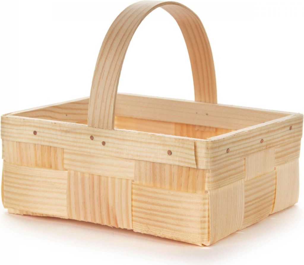 Holzkorb Osterdekoration Spankorb mit Henkel eckig, natur BxHxT 16x7x13cm NEU