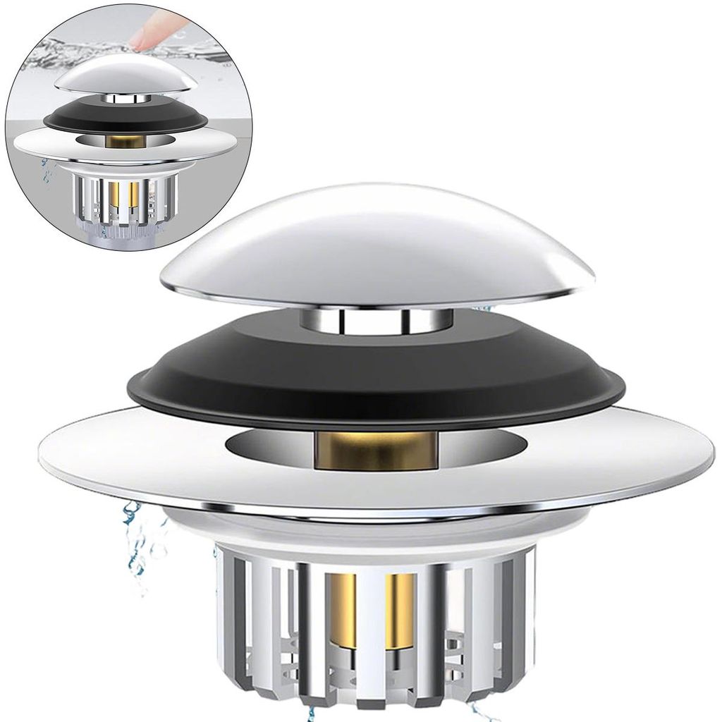 Stoßdämpfender Pop Up Abflussstopfen, Badewanne, stabile Ausführung, 1,45–1,8 Zoll, für Badezimmer